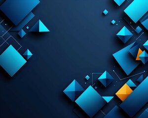 Blue modern abstract wide banner with geometric shapes. Dark blue abstract background. Vector illustratio