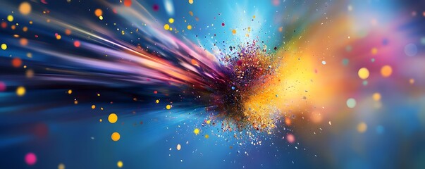 Canvas Print - Abstract Colorful Burst with Bokeh Lights.