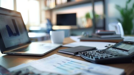 Modern Office Workspace with Accounting Tools