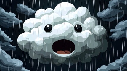 Poster - Cartoon Cloud Character Raining