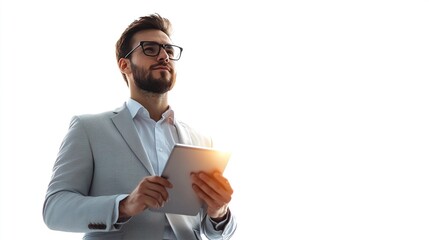 Canvas Print - Professional Man with Tablet in Bright Environment