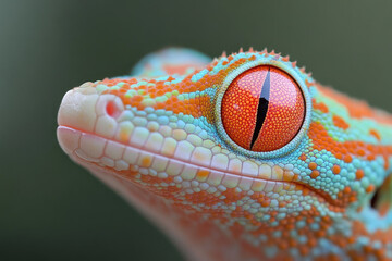 Close-up of a colorful gecko's eye, macro photography, macro lens