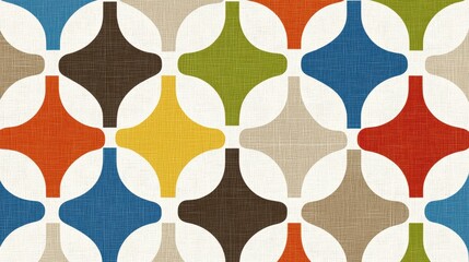 Poster - Colorful Retro Pattern with Geometric Shapes and Lines