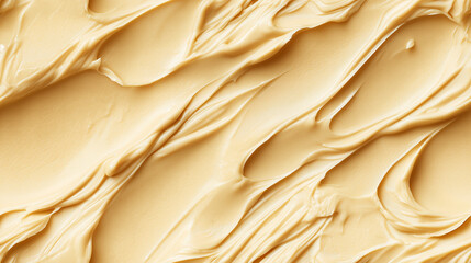 Wall Mural - a close-up, top-down view of sunflower seed butter spread across the frame, filling the image with its pale beige color and smooth texture