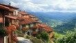 © sujitea - A charming village with red-tiled roofs, winding streets, and flower-filled balconies overlooking the valley below.
