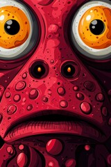 Wall Mural - Close Up Of A Red Alien Face With Big Eyes