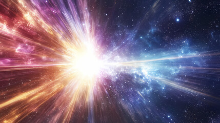 Wall Mural - light speed hyperspace space warp background colorful streaks of light gathering towards the event h