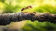 © Worakit - determined ant pushing piece of bark over uneven terrain showcases its strength and perseverance in nature. This tiny creature exemplifies hard work and resilience