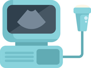 Sticker - Ultrasound machine displaying a sonogram, used in healthcare for internal imaging and diagnosis