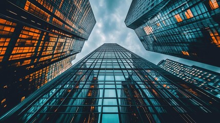 Wall Mural - Modern Skyscrapers Under Dramatic Sky