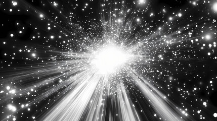 Wall Mural - monochrome pattern with diverging white rays of light. entering hyperspace hd. travel through black 