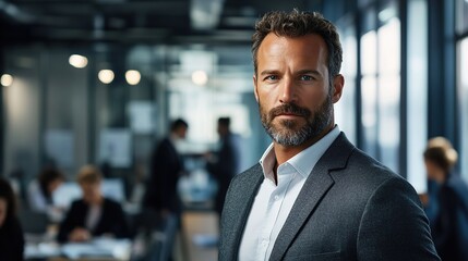 Poster - Confident Businessman in Modern Office Setting