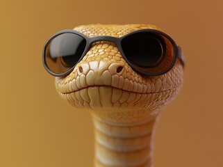 Sticker - A close-up of a snake wearing sunglasses, looking directly at the camera.