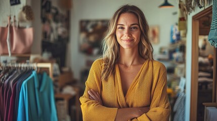 Canvas Print - Confident Woman in Cozy Boutique Setting