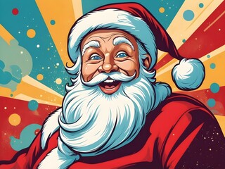 abstract cartoon smiling Santa Claus Pop art retro illustration