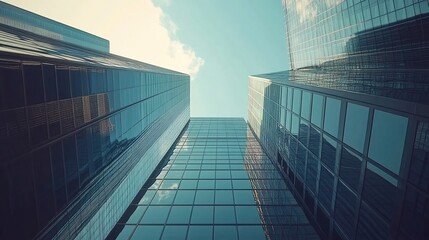 Wall Mural - Modern Urban Skyscrapers Against Blue Sky