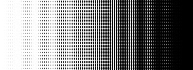 Dotted halftone gradient texture. Fading polka dot background. Repeated dots gradation pattern. Black vanishing comic pop art overlay backdrop. Halftone raster effect wallpaper. Vector overlay