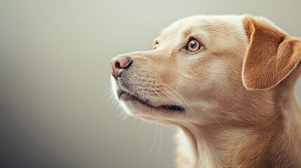 Wall Mural - Light brown dog looking attentively sideways