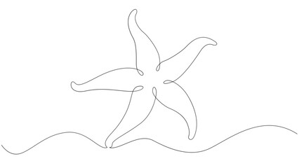 Wall Mural - Oceanic starfish. Set of sea ocean elements.One continuous line .One continuous drawing line logo isolated minimal illustration.