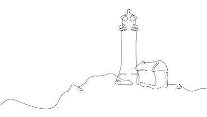 Wall Mural - Lighthouse on the coast.Set of sea ocean elements.One continuous line .One continuous drawing line logo isolated minimal illustration.