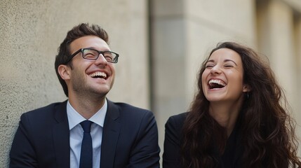 Wall Mural - Joyful Laughter Between Two Friends Outdoors