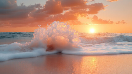 ocean's surface at sunset, capturing gentle ripples and warm reflections. The golden light creates a peaceful ambiance, symbolizing tranquility, reflection, and the passage of time