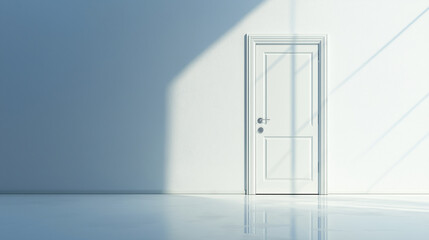 Aufkleber - Sunlight shining on empty room with white door