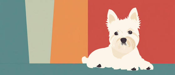 Wall Mural - West Highland White Terrier Dog Posing For A Photoshoot In A Beautiful Outdoor Setting