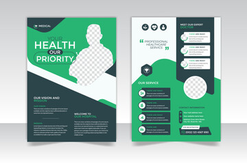 Medical advertising 2 page flyer template design