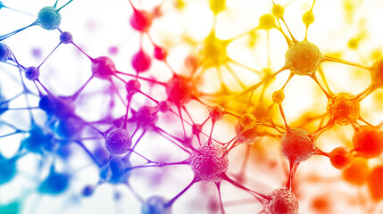 Aufkleber - Colorful network of neurons firing in human brain