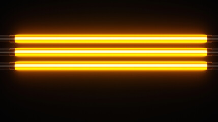 Aufkleber - Three horizontal parallel glowing orange neon tubes in the dark background