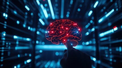 Poster - Digital brain visualization with interconnected nodes and glowing lights.