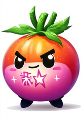 Poster - Cute Tomato Character with Star Design