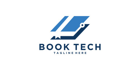 Wall Mural - educational logo design, book, tech, circuit, logo design vector, symbol, idea, creative.