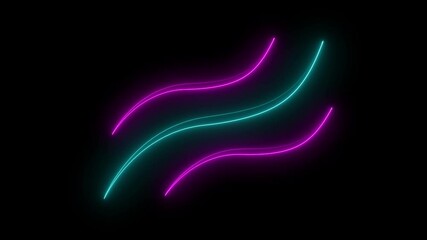 Wall Mural - bright neon pink and cyan laser curve line. abstract technology background. seamless loop. 4k neon l