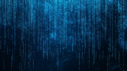 Aufkleber - Blue binary code data raining down representing digital information flow