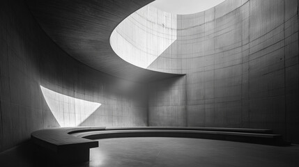 Poster - Sunlight entering through hole in ceiling of modern building interior