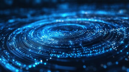 Aufkleber - An abstract digital design featuring swirling blue lights and particles, creating a cosmic, galactic vibe.
