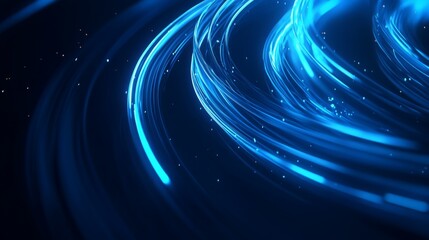 Aufkleber - A dynamic blue abstract background with glowing lines and particles, creating a sense of movement and energy.