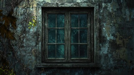 An Old Window on a Weathered Wall