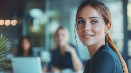 Wall Mural - Young Professional in Modern Workspace Smiling