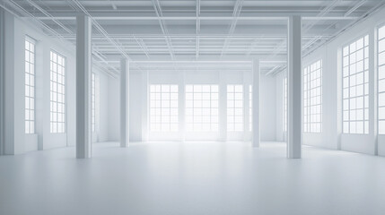 Aufkleber - Bright modern empty open plan office interior with big windows