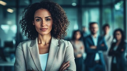 Poster - Confident Businesswoman in Modern Office Setting