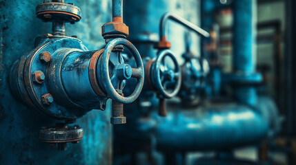 Aufkleber - Old rusty industrial valve controlling pressure in a pipeline