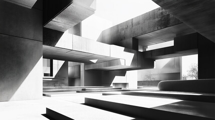 Leinwandbilder - Modern concrete building exterior during daytime