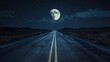 © chesleatsz - A Desolate Road Under a Full Moon and Starry Sky