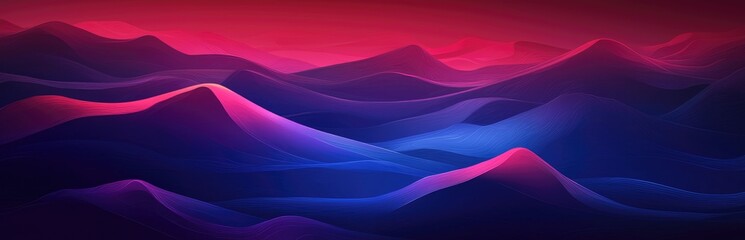 Wall Mural - Abstract Digital Landscape with Pink and Blue Gradient Lines