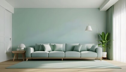 Wall Mural - Sleek Modern Minimalist Living Room Featuring Stylish Interior Design and Elegant Closet Solutions