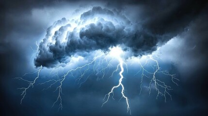 Wall Mural - Dramatic Lightning Strikes Under Dark Storm Clouds