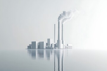 Industrial Complex in a Foggy Landscape